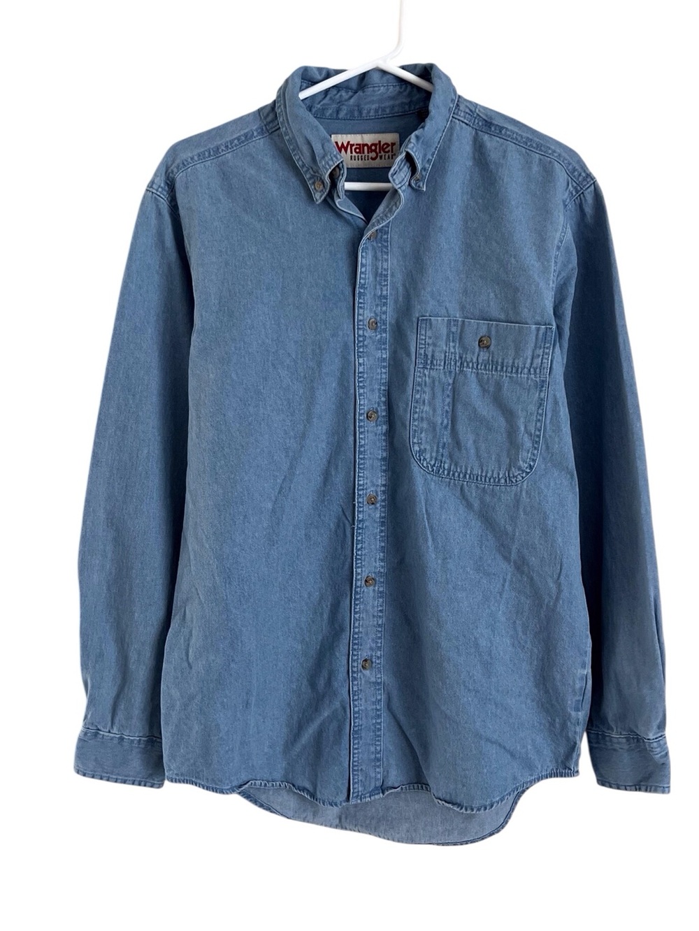 Wrangler Men’s Denim Rugged Wear Work Shirt Button Down Cotton Outdoor Medium